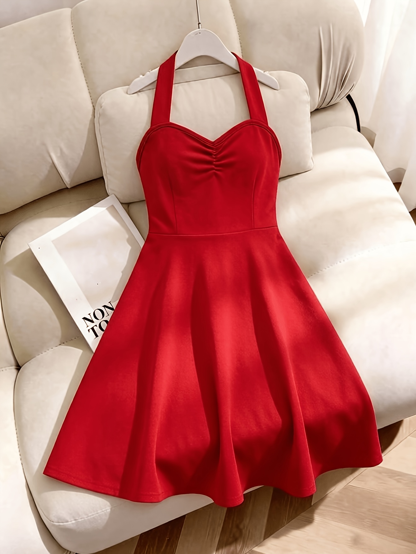 red short casual dresses Everyday Fashion, Versatile and Detachable Halter Neck, Simple and Elegant Vintage *' Casual Dress, for Teenager Size:60 Short My 21st Birthday Outfits: white party dress Shirt %0D%0A*%20Pay%20special%20attention%20on%20measurements%20to%20ensure%20proper%20fit