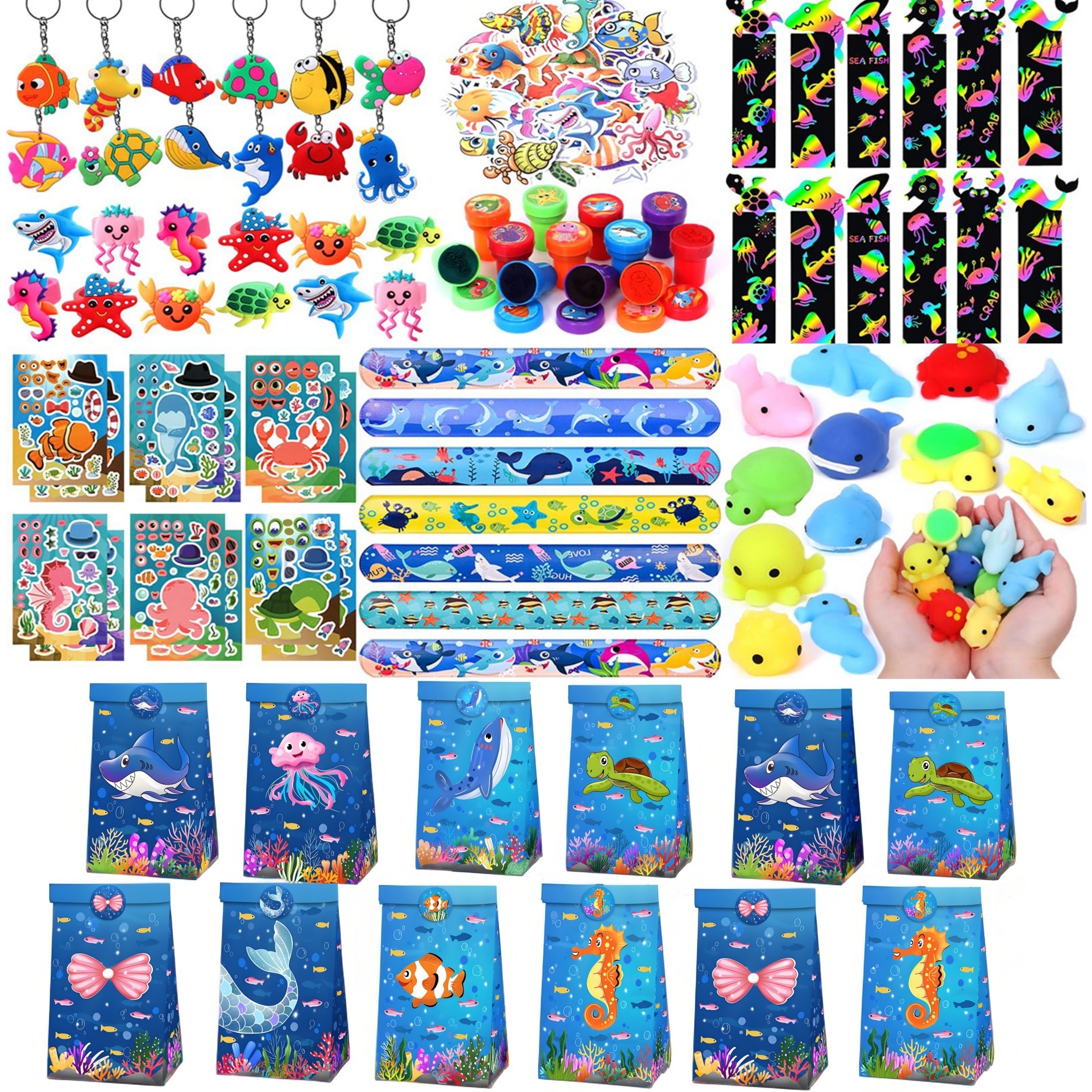 

Party Favors, 148 Pcs Ocean Birthday Party Supplies - Kids Animal Toy Gift Bag, Animals For Under Sea Party Decorations, Stuffers