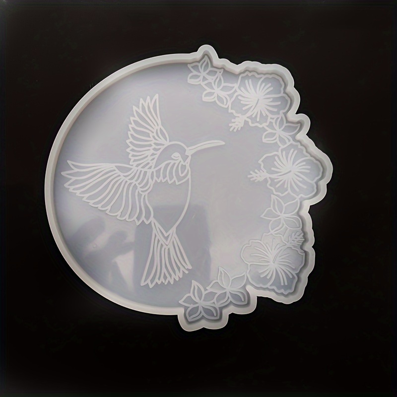 Diy Hummingbird Coaster Mold, Silicone Resin Casting Mold For Round Floral Pad, Epoxy Resin