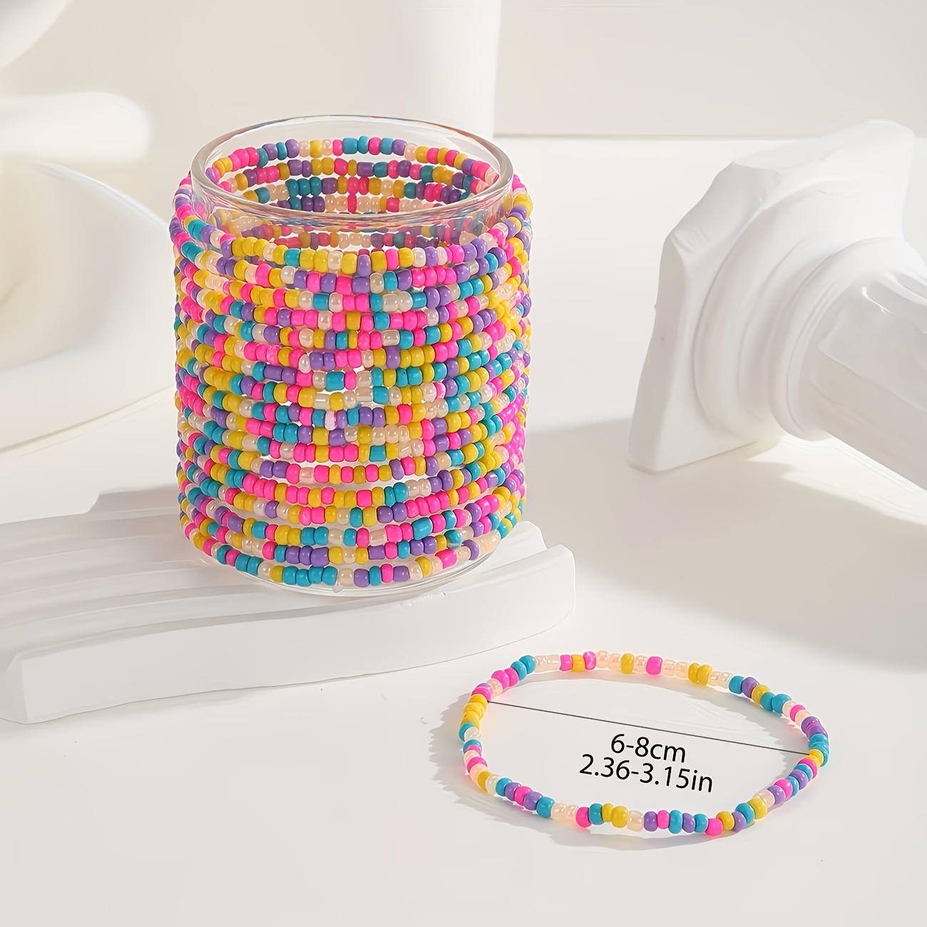 6pc Fashionable Beach Ethnic Style Seed Bead Anklet Set