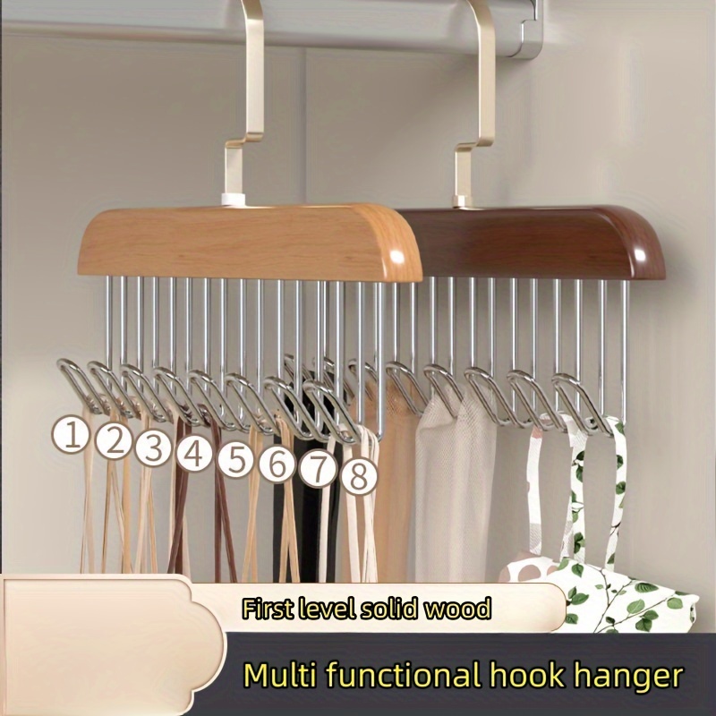 

2pcs Multi-functional Wooden Convenient Hanger, Portable & Sturdy Wardrobe Hanger Ideal For Hanging Bag, Keys, Hats, Towels And More, Home Storage And Organization