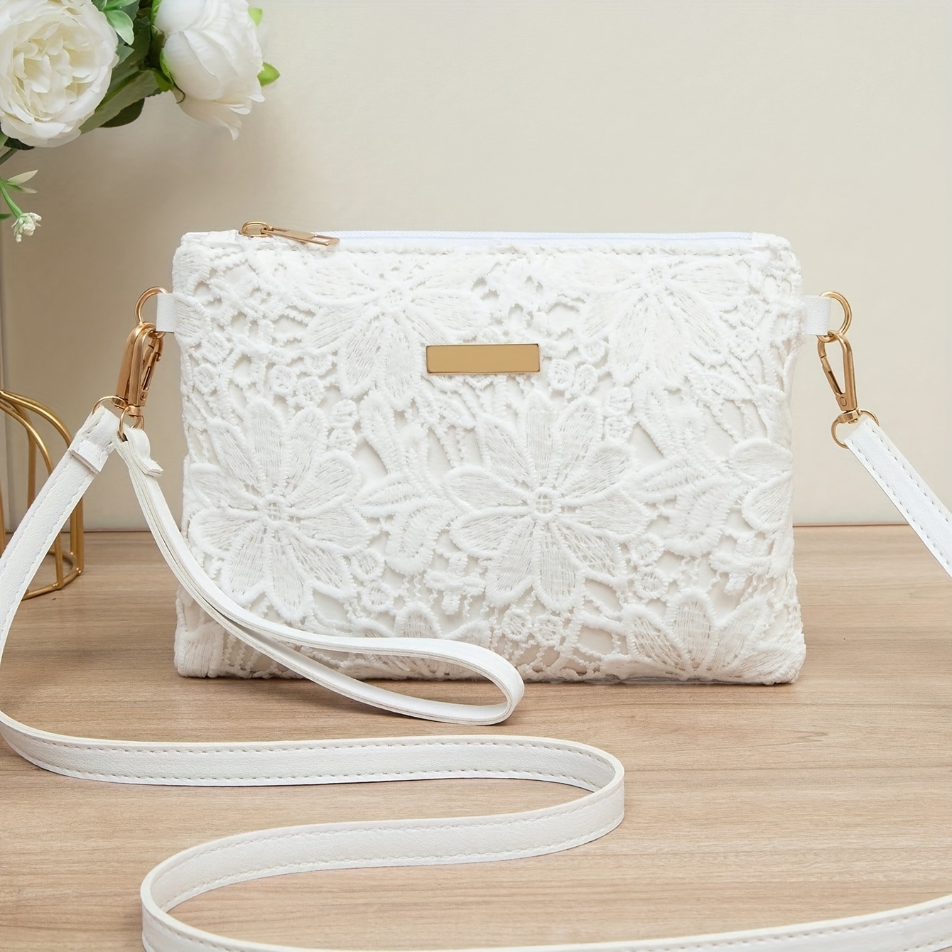 E-shop Elegante Damen Boho-Shoulderbag mit hohem Blumenmuster, Handtasche und Schultertasche, vielseitige kleine quadratische Tasche für den täglichen
