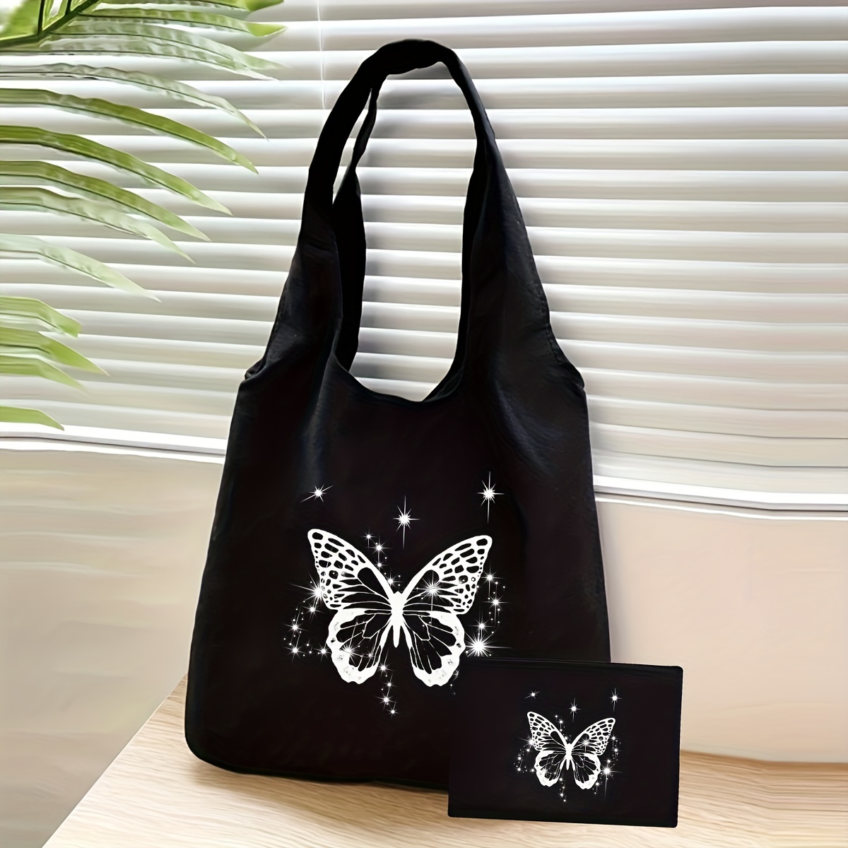 Cute Letter Print Front Pocket Shoulder Bag, Casual Pattern Portable Combination Bag, Bag With Bag