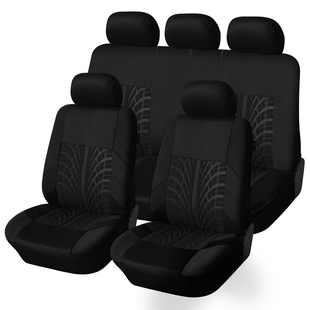 Image of Car Seat Covers Car Interior With Stylish For 5 Seats Car Seat Cover Tire Pattern Universal Perfect For Sedans, Suvs, And Trucks, Car Seat Cover