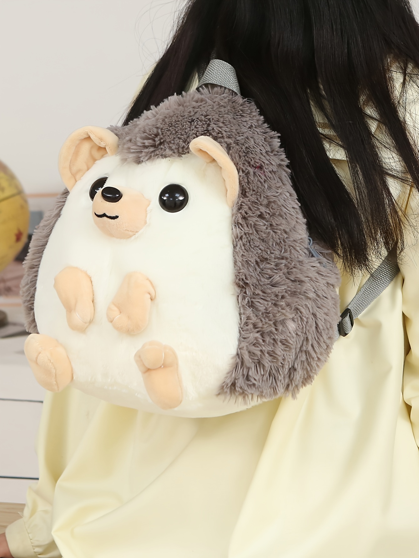 1 pza de Mochila creativa con diseño de erizo rodante redonda, suave y bonita, para regalo de cumpleaños, decoración del hogar