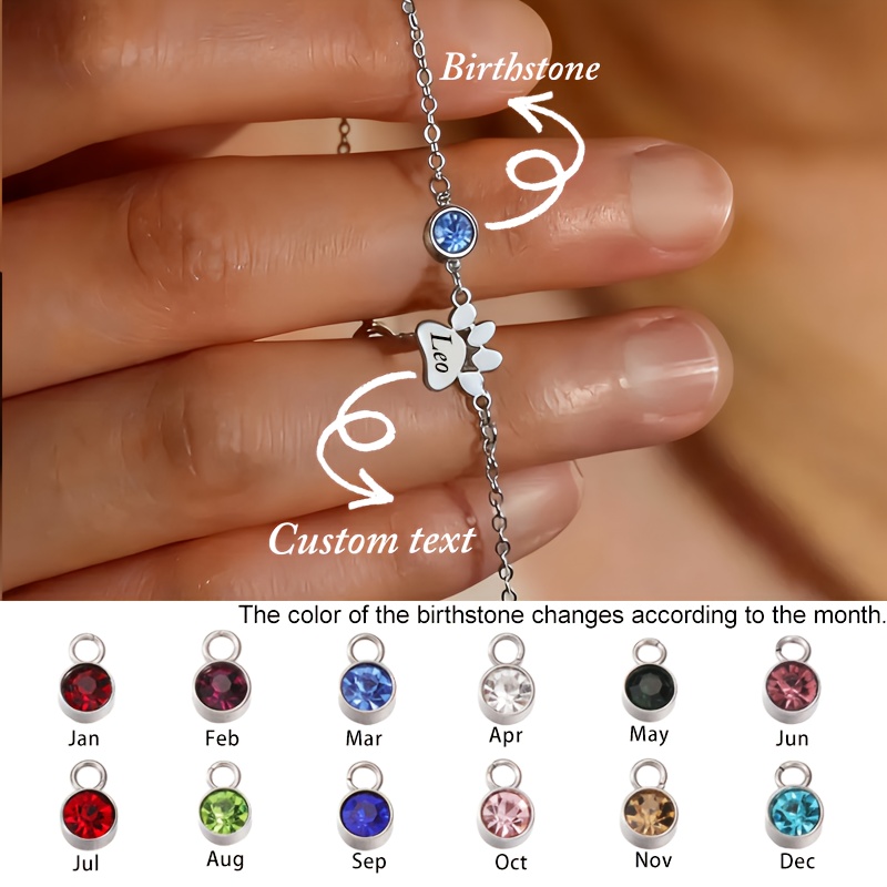TEMU Bracelet patte de chien personnalisé en acier inoxydable, personnalisable avec nom et , un souvenir parfait pour des animaux, un cadeau idéal