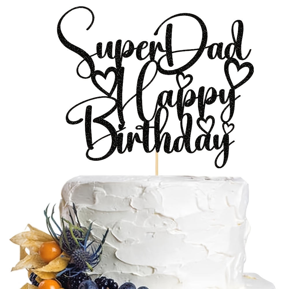 Image of 1pc Happy Birthday Cake Topper Fathers Day Party Decorations Dad's Birthday World's Best Daddy Party Decorations Supplies, Halloween, Christmas