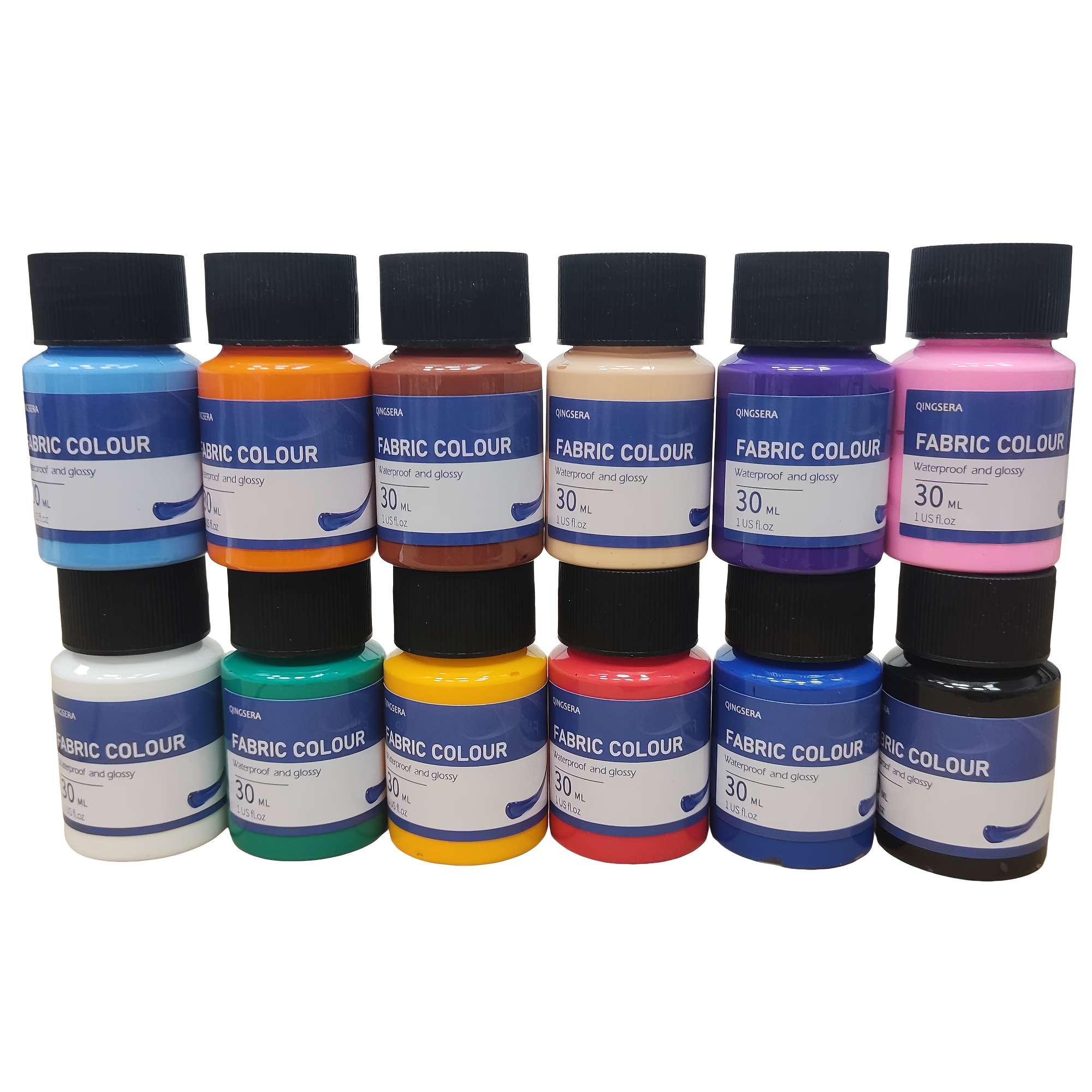 Image of 12 Colors Leather Paint Set, Soft Textile Pigments Kit With Vibrant Colors, 2 Brushes For Artists & , Art Tools For T-shirts, Shoes, Jeans, Canvas Bags, Diy Projects And Crafts, 30ml/1oz Each