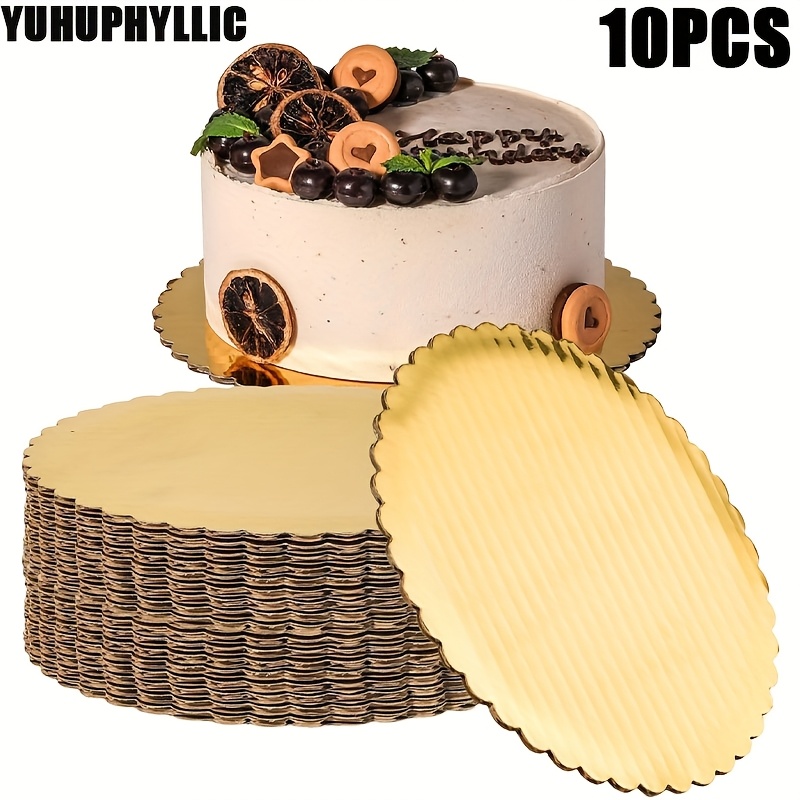 

Yuhuphyllic 10-pack Round Cake Boards, Scalloped Edge Paper Cake Base, Uncharged Dessert Display Tray For Cake, Pastries, And Party Supplies