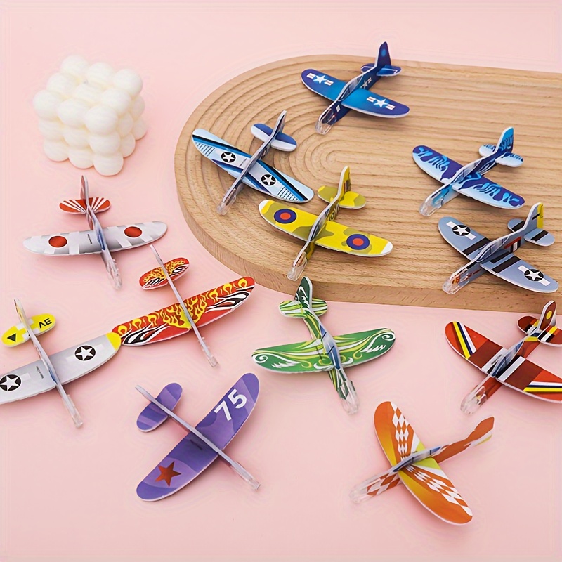 

10pcs Glider Planes - Diy Hand Throwing Puzzle Toys, Assorted Colors - Party Favors, Classroom & Holiday Gifts