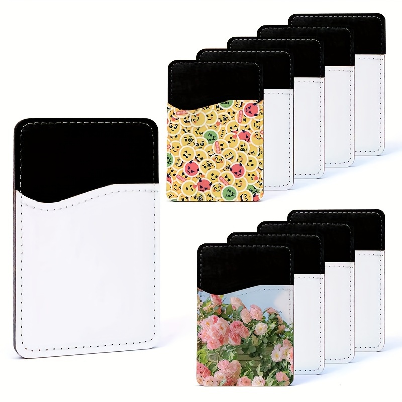 

10pcs Sublimation Blanks Phone Wallet - Pu Leather Card Holder For Back Of Phone Stick On Friendly Diy Blanks For Vinyl Projects White Pu Leather