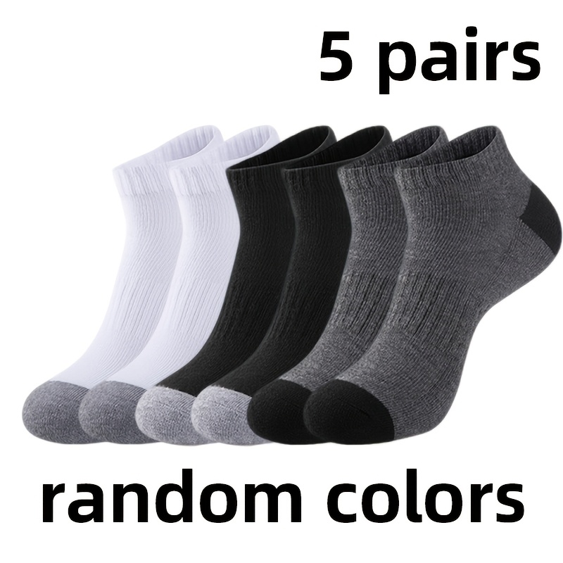 TEMU 5 Pairs Of Men's Spring/summer Short Tube Color- Socks With Arch Support, Breathable And Wear-resistant, Suitable For Daily Casual Wear, Office