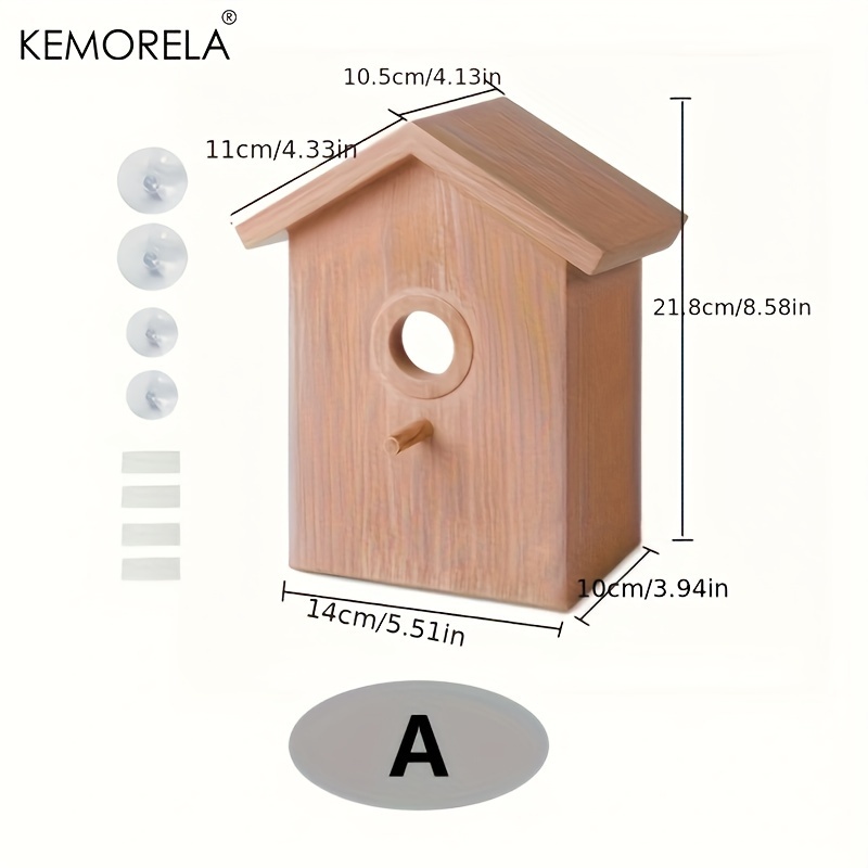 TEMU Window Bird House, Bird Feeder With Suction Cups, Outdoor Garden Decor, Home Window Decoration Bird Nest With Perch Stick