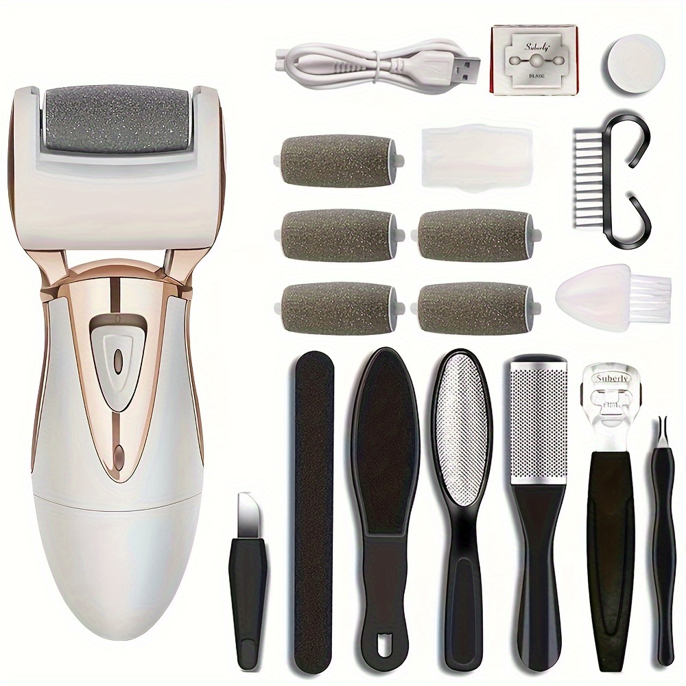 

Electric Feet Callus Remover Kit With Rechargeable Foot File, Hard Skin Pedicure Tools, Plastic Material For Home Spa Foot Care