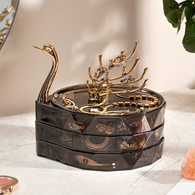 TEMU 1pc, Jewelry Box, Swan Jewelry Box, Jewelry Organizer, Jewelry Storage Box For Necklace, Earrings, Rings, Bracelet, Jewelry Boxes