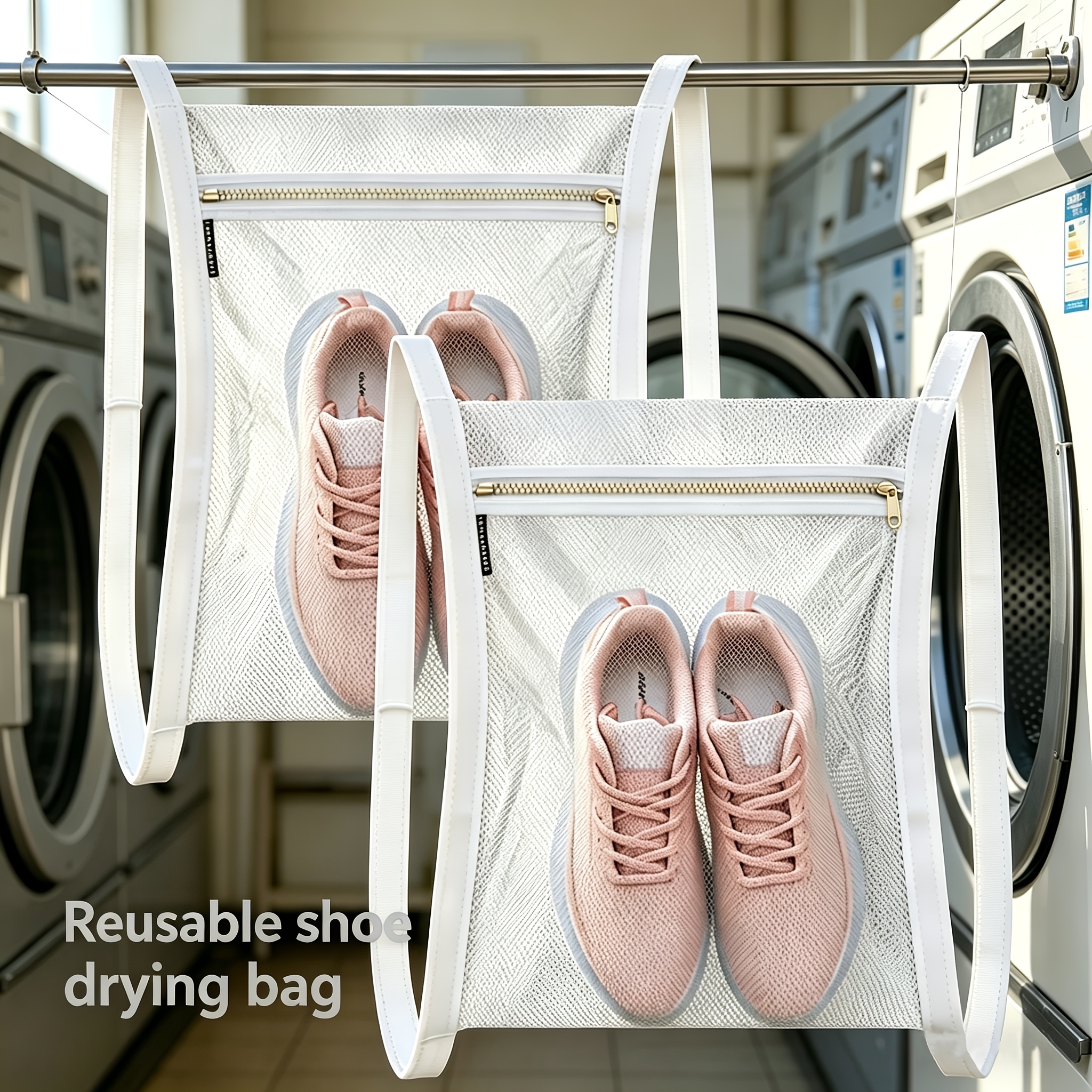 TEMU Laundry Bags, & Bag For Dryer Bags Large Mesh Bags With Zipper And Strap For Shoes Sneaker Washing Mesh Net For Most Dryers Door 16" X 14" Large