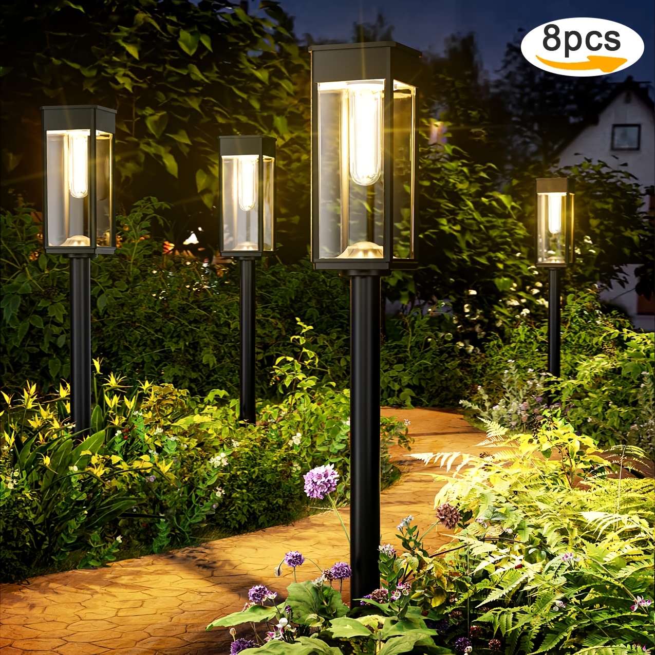 TEMU Outdoor Solar Pathway Lights, 4/8 Pack Outdoor Bright Solar Lights, Ip44 Solar Garden Lights, Solar Landscape Lighting For Yard Patio Walkway