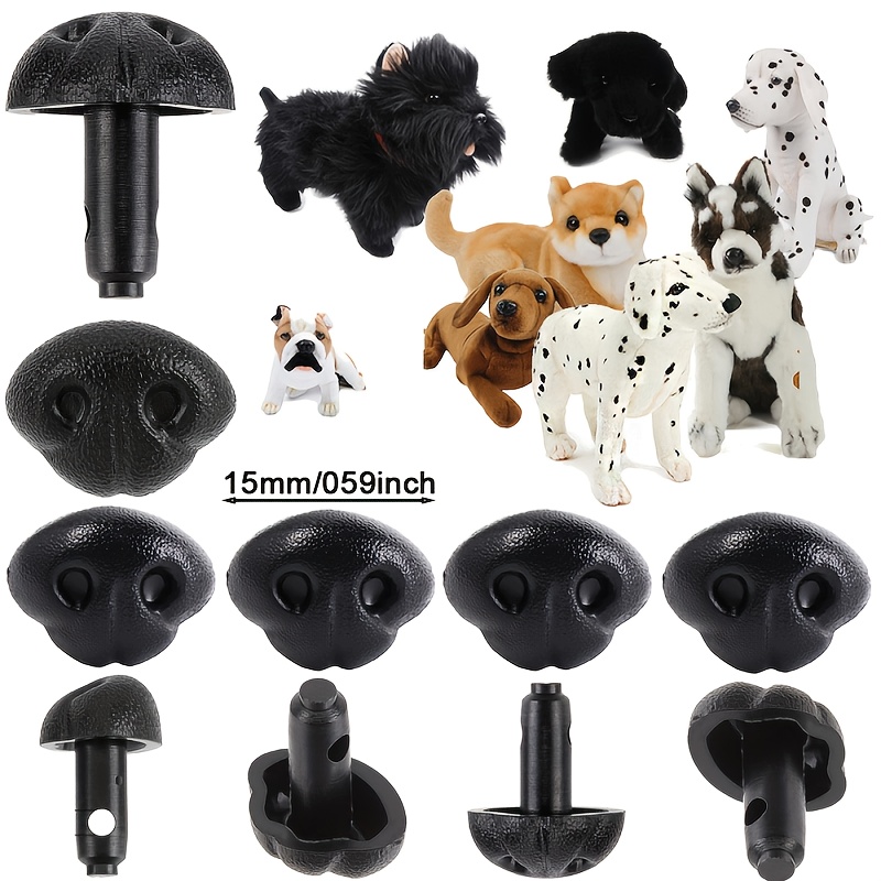 TEMU 10pcs Black Safety Nose Craft Dog Noses, Plastic Handmade Noses, Small To Large Sizes, 12/15/18/21mm, For Animal Noses, Teddy Bear Making, Doll
