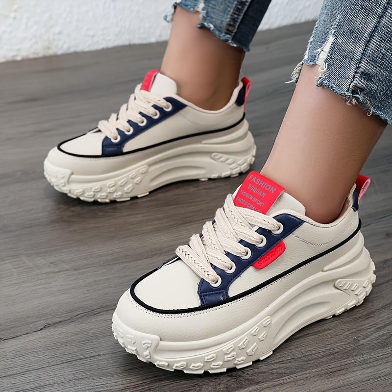 2024 Outdoor Color Block Platform Shoes Thick Bottom Height Temu