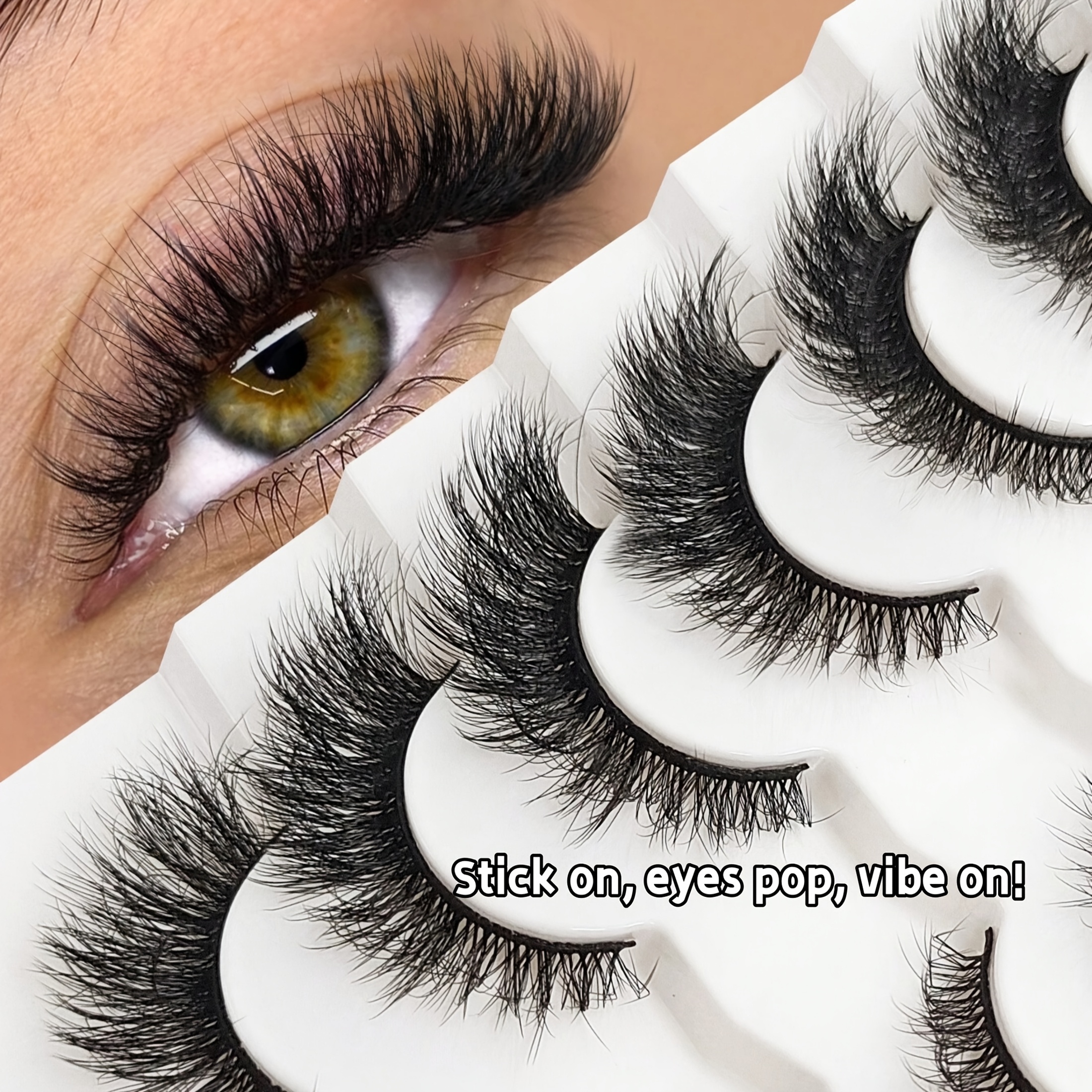 Image of 7 Pairs Cat-eye Mink Eyelashes Winged Natural Realistic Messy End Eye Elongated Thick False Eyelashes Soft Fake Eyelashes Strip Lashes, Lashes, Eyelashes, Fake Lashes
