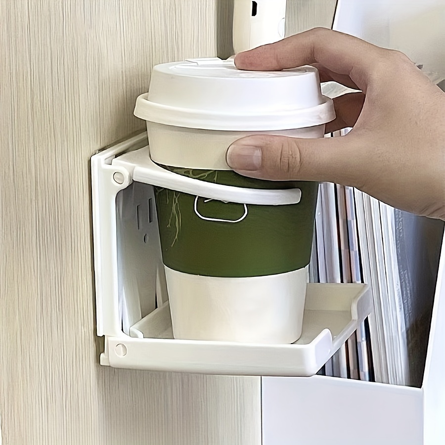 

1pc Foldable Cup Holder For Car & Dorm, Wall-mounted Coffee Storage Rack, Plastic Cups Organizer For Kitchen, Bedroom, Bathroom, Office, Desk, Home