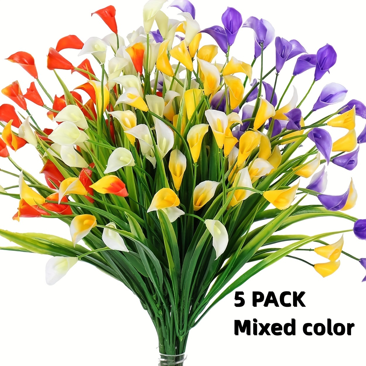 6 Bundles Artificial Tulips - 30 Heads White Faux Flowers For Outdoor Decor