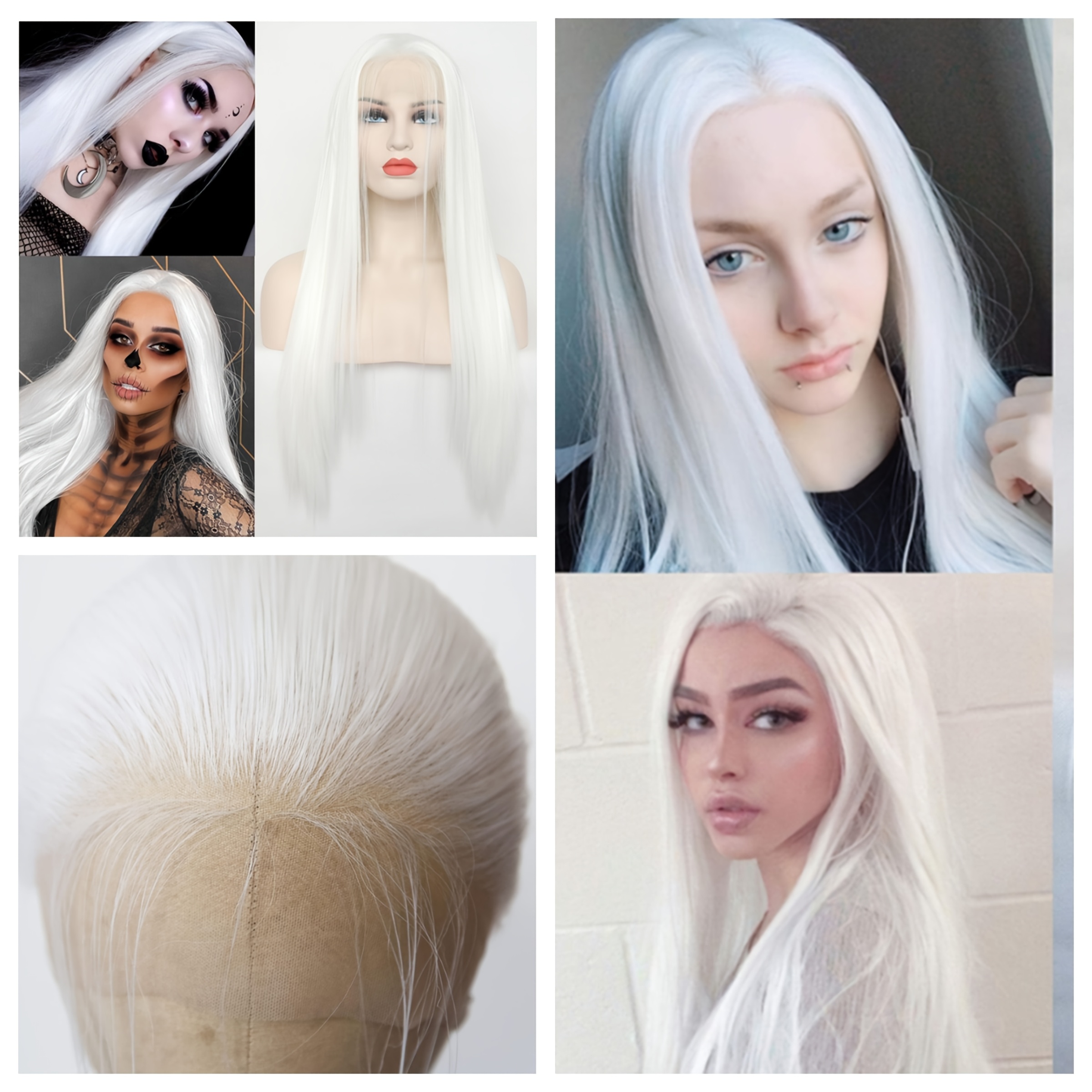 24 inch white synthetic lace front wig 180 density 13x4 high 