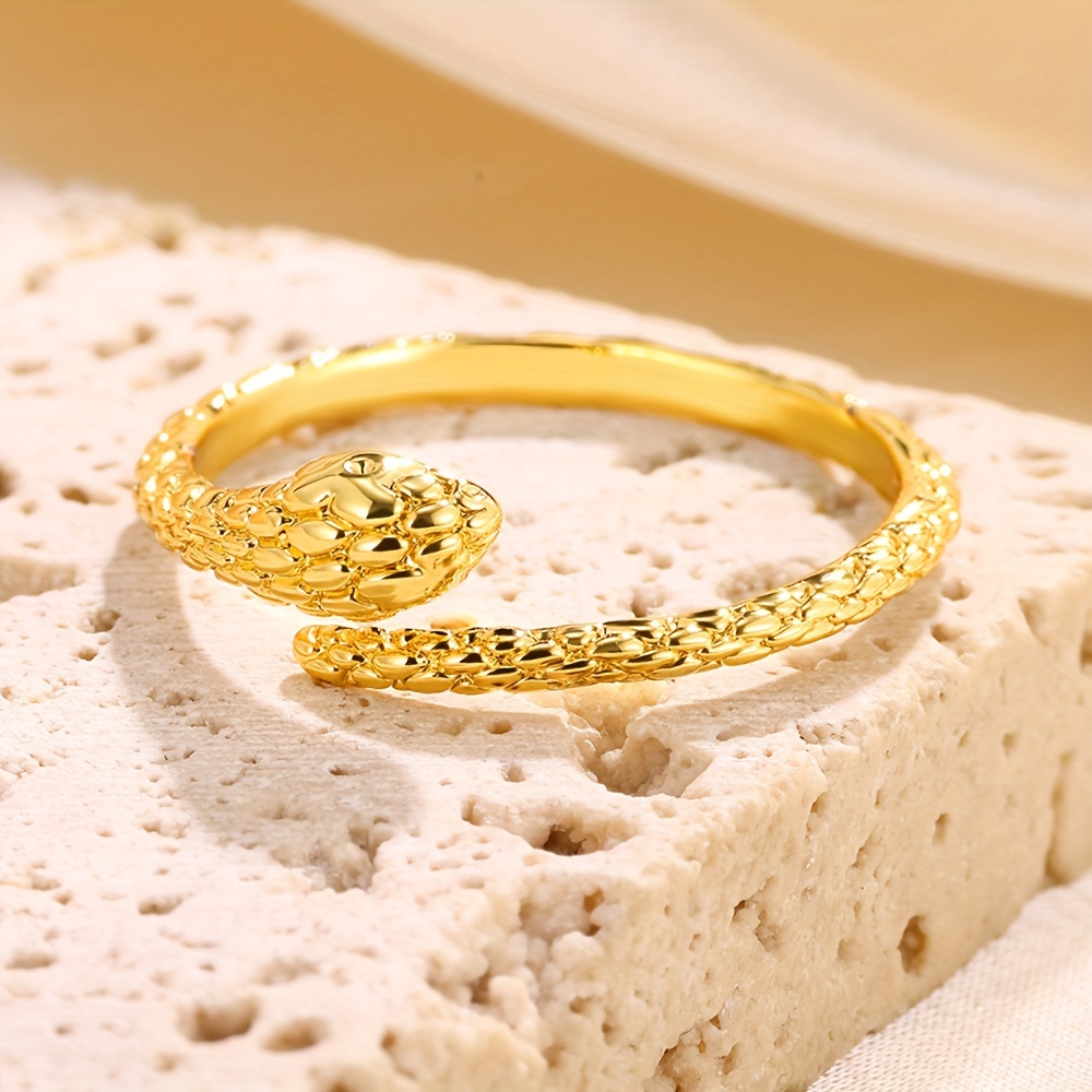 anillo serpiente elegante pc cobre chapado en oro Temu Peru