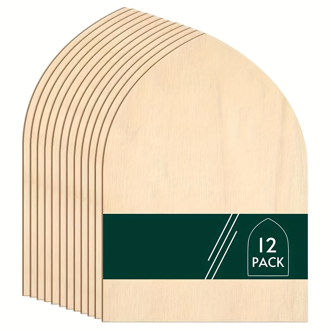 Image of 12pcs Large Arch-shaped Wooden Decorative Panels, Perfect For Painting And Crafting – Ideal For Graduation Plaques, Christmas Ornaments, Home Décor Art, And Creative Diy Projects