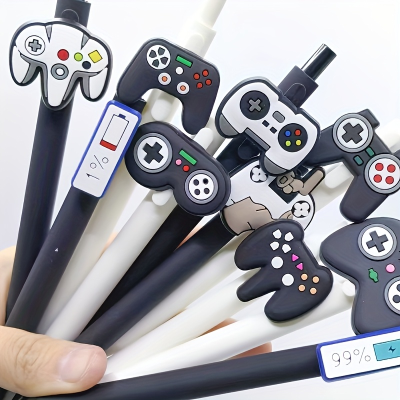 TEMU 20pcs Black And White Game Controller Style Patch Pens Gaming Series Neutral Pen Creative Gift Pen Round Ballpoint Pen