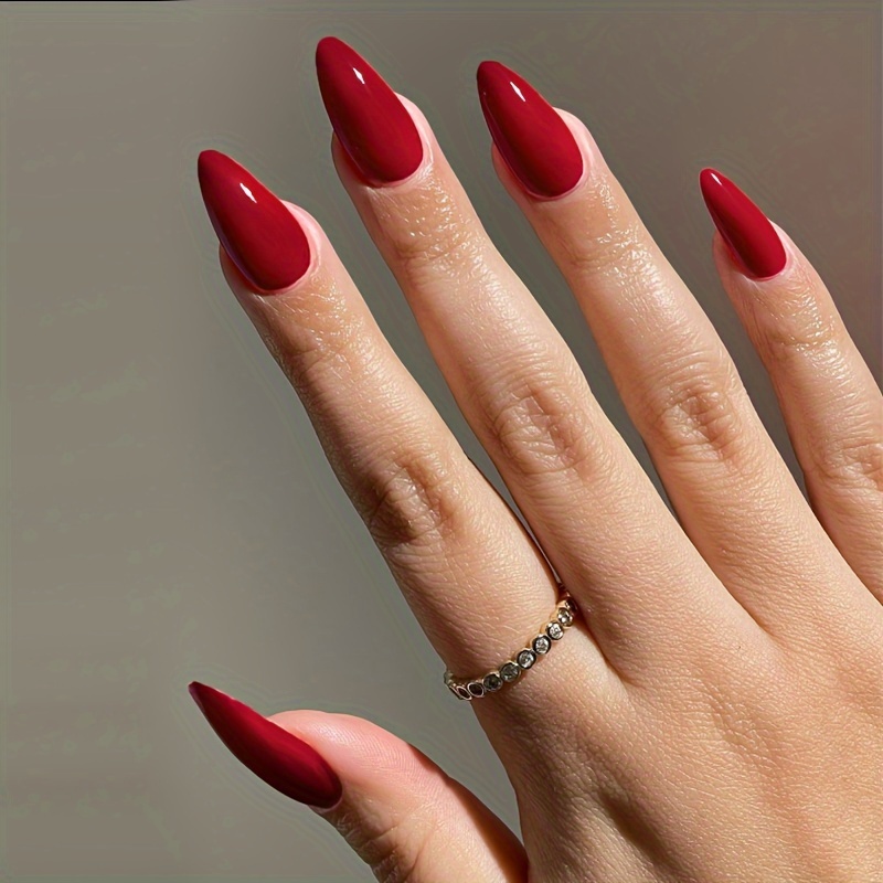 

Ensemble de 24 ongles en d' rouge - Longueur moyenne, de couleur pure, lime à ongles et autocollant adhésif , style - Idéal , cadeau de des mères, , et