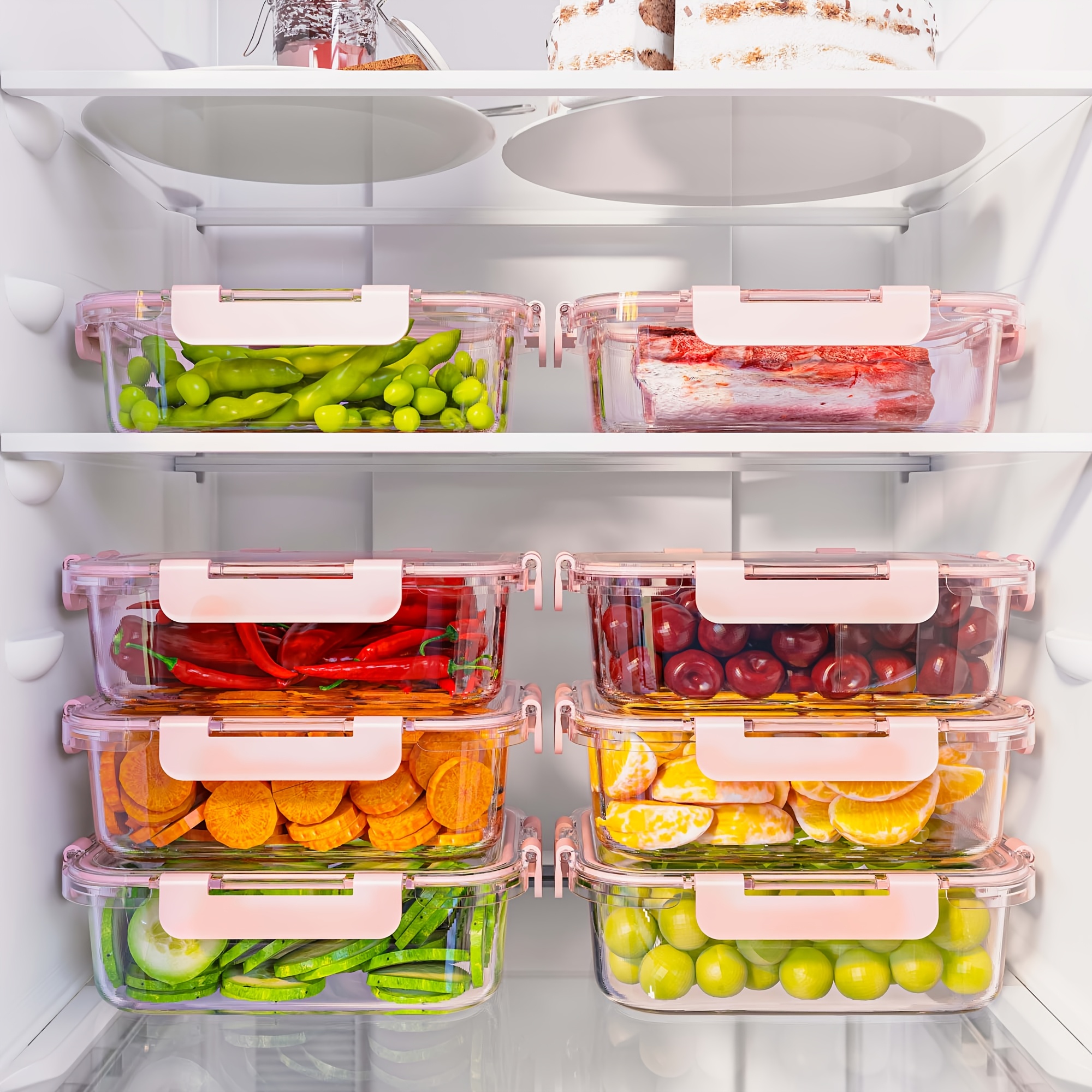 large capacity food grade glass preservation box set 8 10pcs reusable food storage box with lid suitable for microwave refrigerator heating freezing storage pre meal preparation storage container tupperware Product details 3
