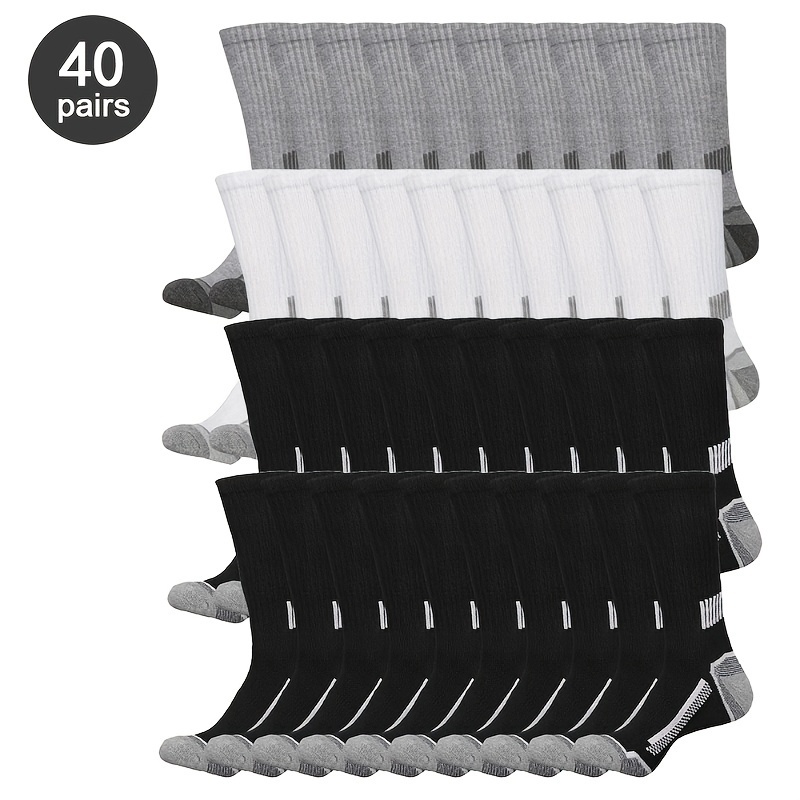 

40 Pairs Mens Breathable Crew Socks - Vibrant Color- Design, & Style For Outdoor Activities