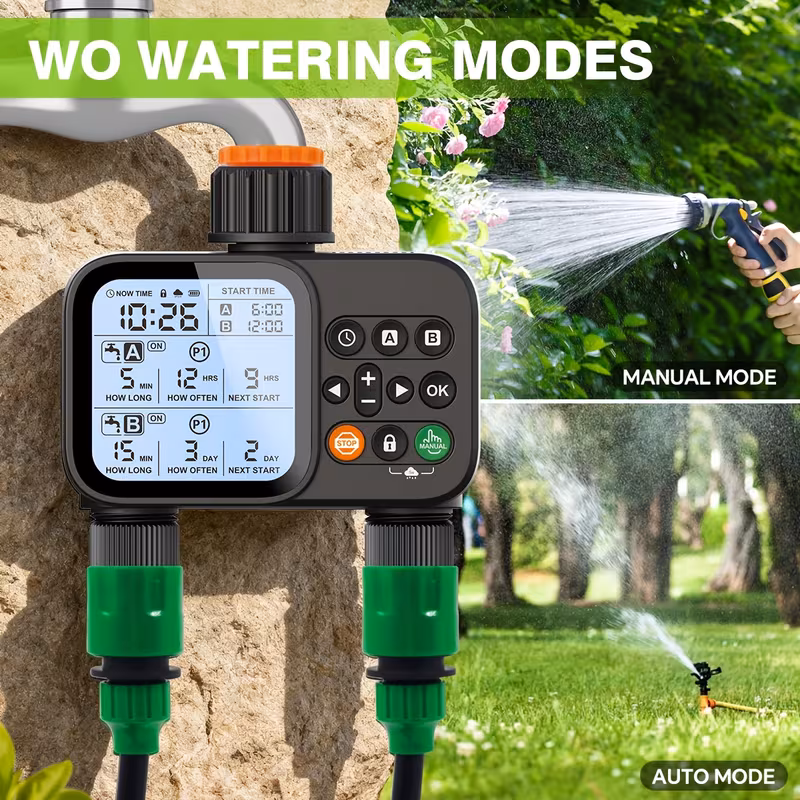 timer for garden hose 2 zone sprinkler timer with rain delay manual watering automatic irrigation for yard lawn Product details 4