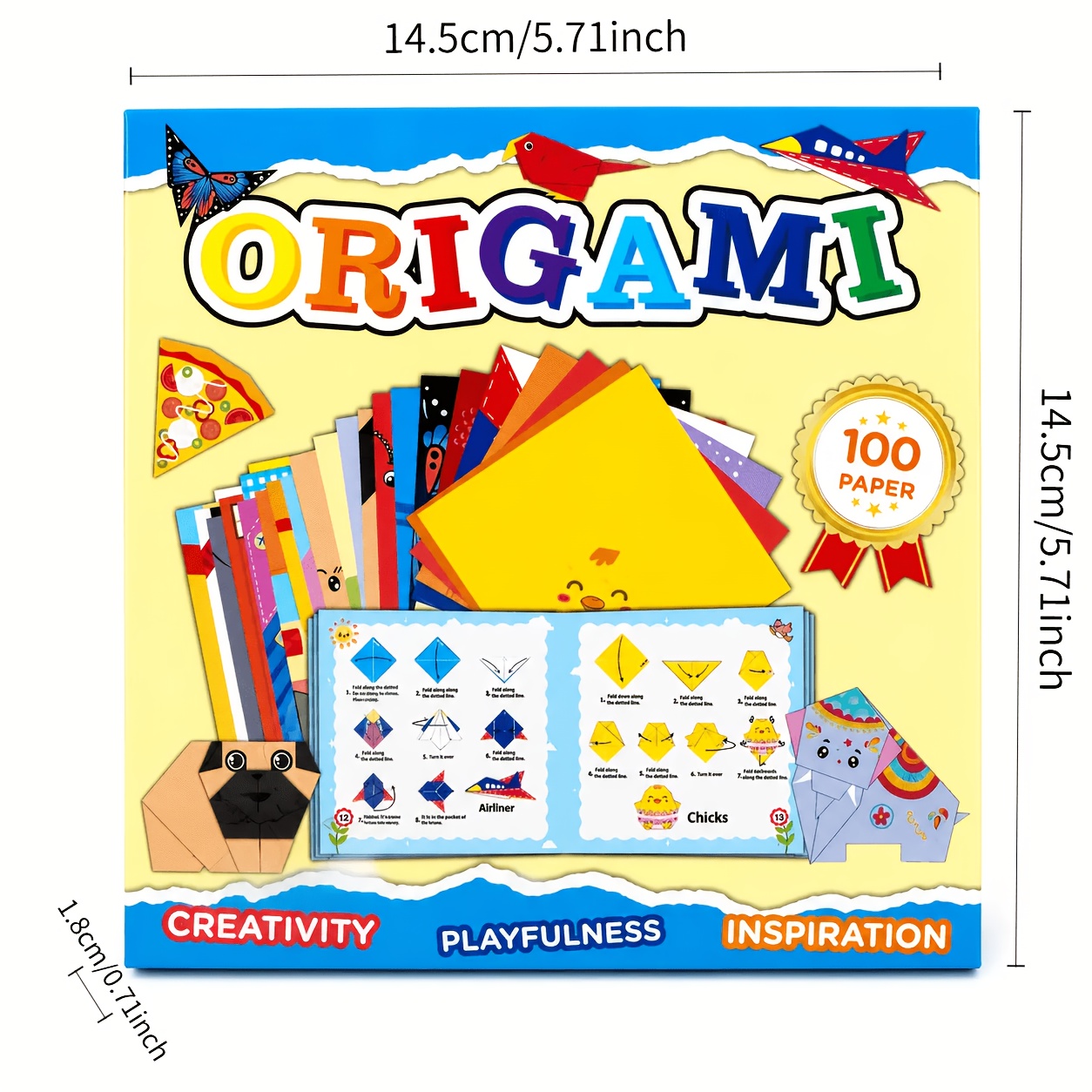 Image of 100pcs Kids' Origami Craft Kit- Including Manual& Creative Origami Designs, Parent-child Interactive Game For Kids' Cognitive Development& Concentration Training, Ideal Gift For Children