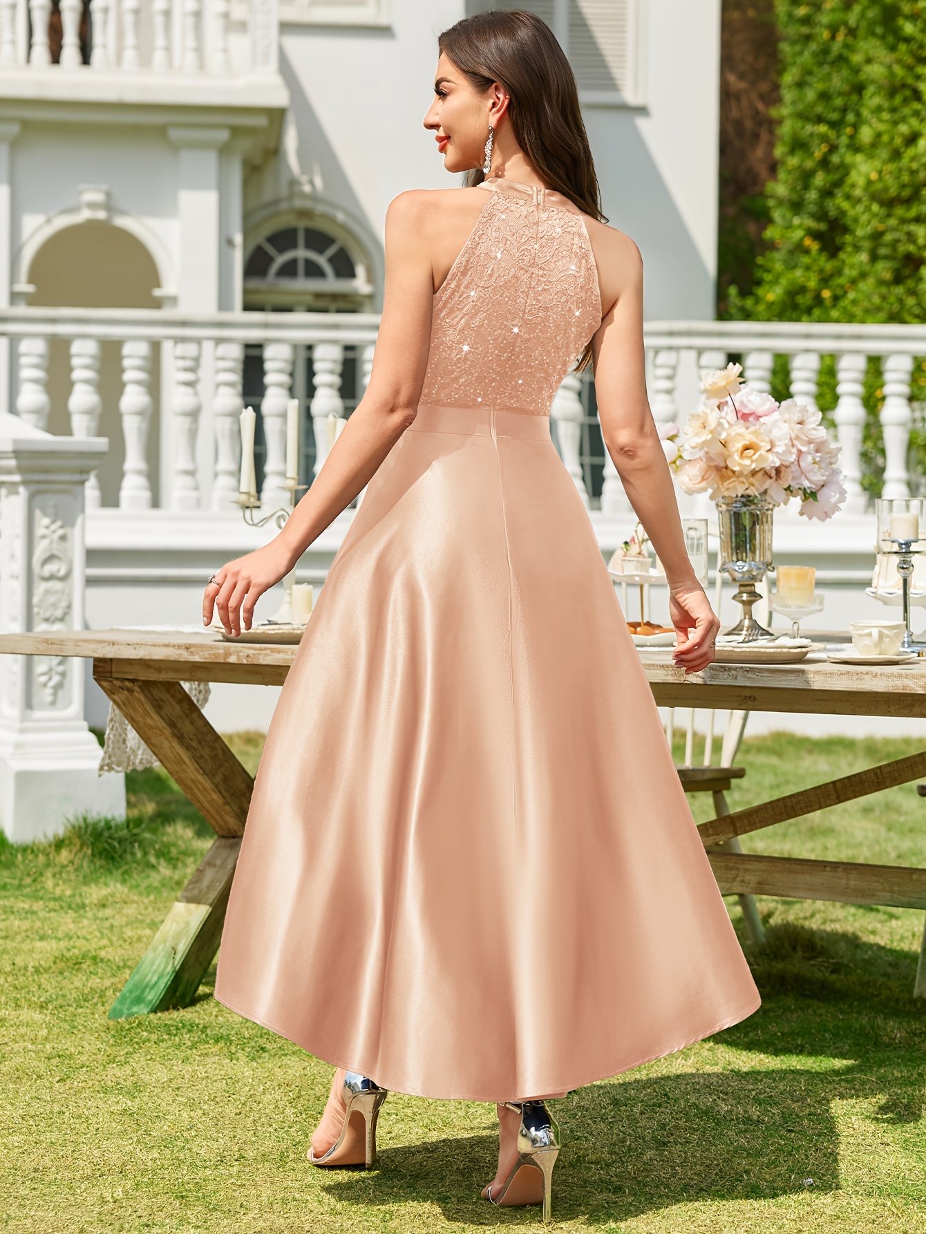 24515a womens elegant halter neck design sleeveless