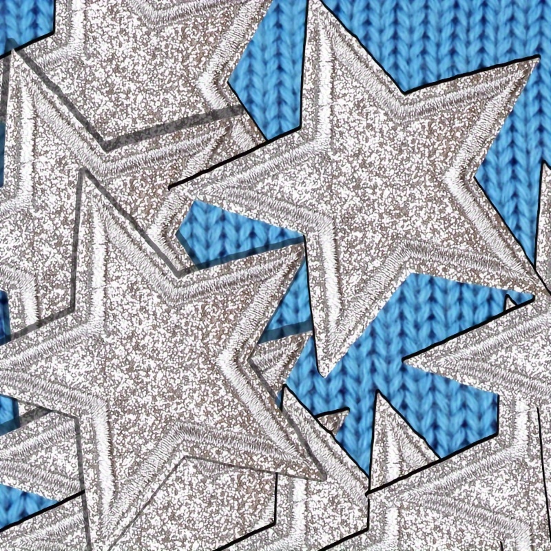 

10pcs Sparkling Silver Star Embroidered Patches, Iron-on/sew-on Appliques For Jackets, Tees, Hats, Backpacks, , Diy Fashion Clothing Accessories