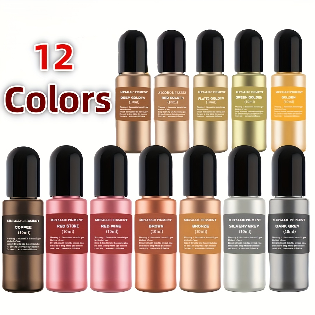 TEMU 12-color Metallic Rendering Ink Set Aurora -based Ink For Epoxy Acrylic Pouring Paints