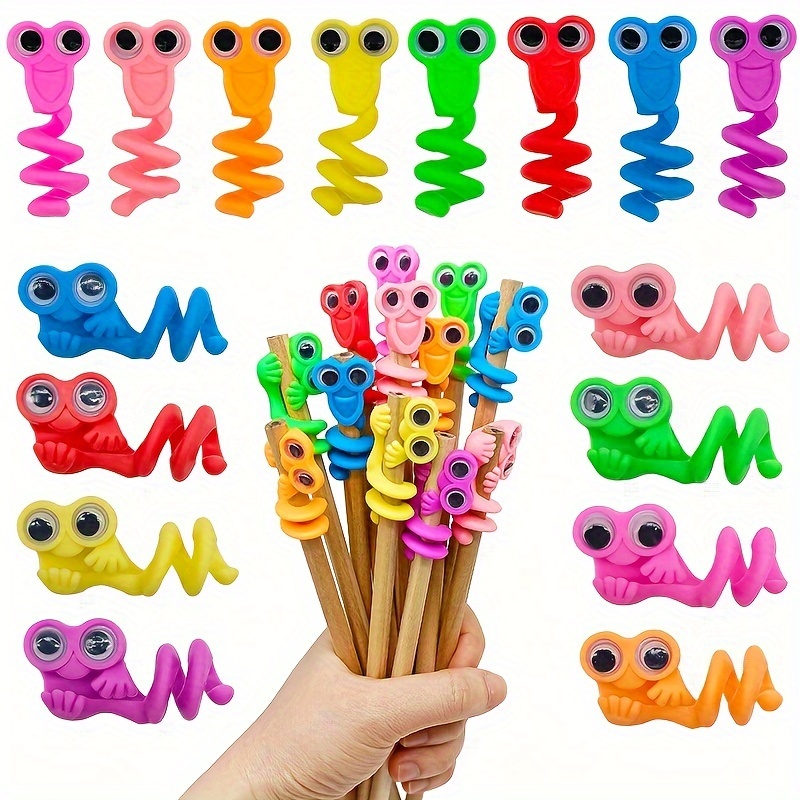 

18pcs Frog-shaped Pencil Toppers - Non-electric, Soft Rubber Pen Grips & Novelty Party Favors, Ideal For Classroom Prizes, Halloween & Christmas Gifts, Cute Pencils