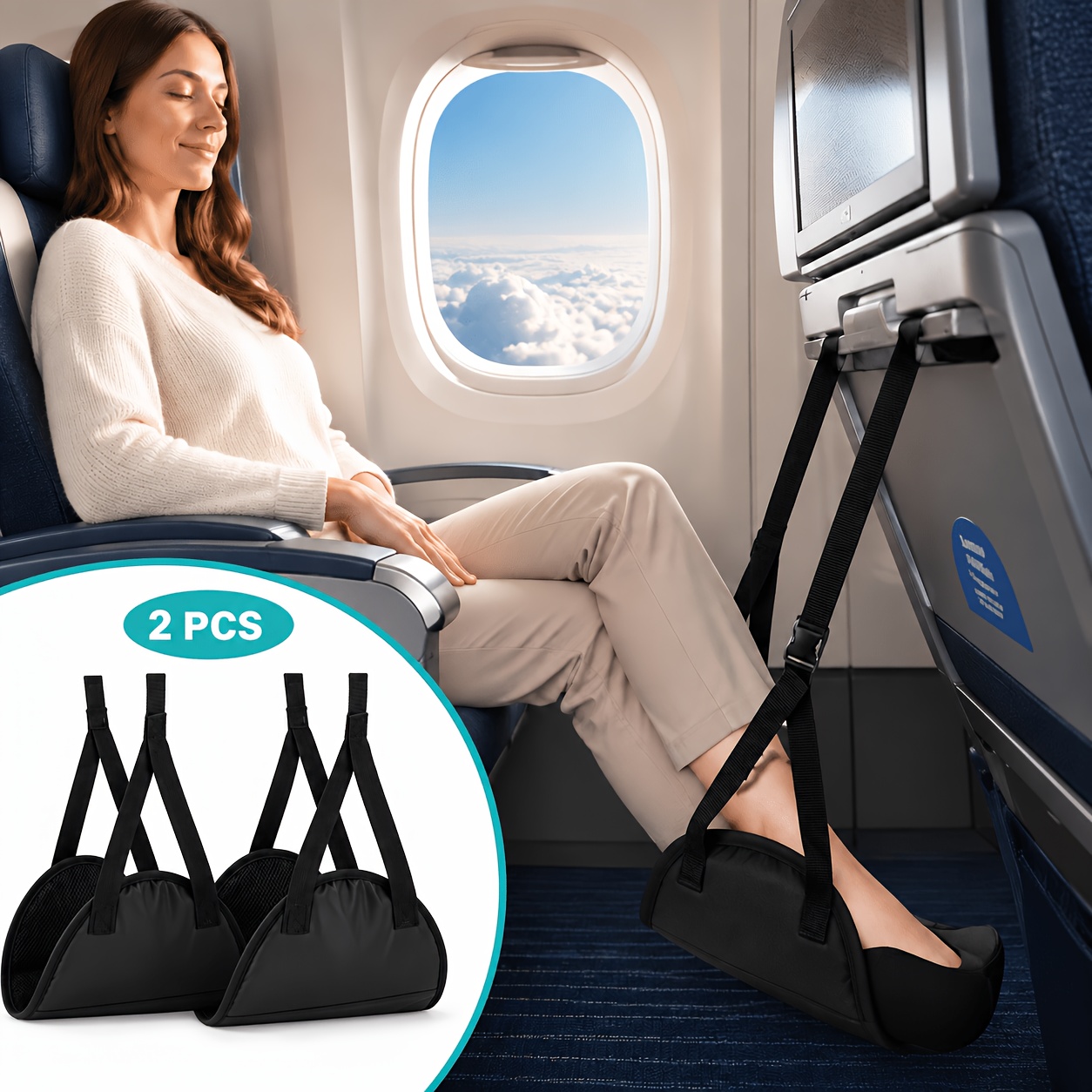 TEMU 2 Super Comfortable Airplane Pedals, Adjustable Height Travel Foot Rest Pads, Compact And Space Saving, Leg Rests Available For Airplane And