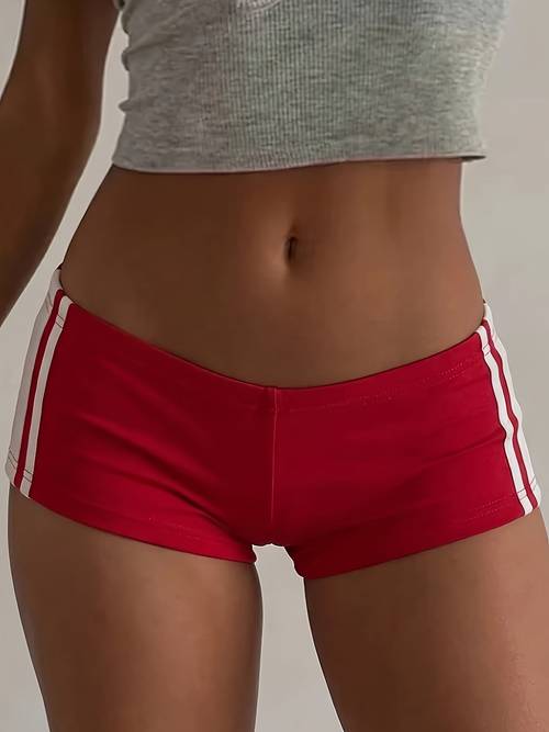 damers y2k højelastiske kropsnære mini-shorts - ultra-lavtaljede ensfarvede leggings velegnet til dans og fritidstøj, maskinvaskbare lavtaljede shorts med -stof