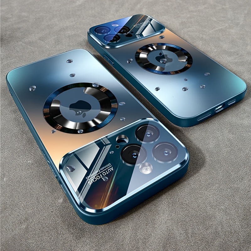 E-shop Handyhülle - 3er Set [1 Handyhülle + 2 Displayschutzfolien] Luxus Glasfenster Magnetische Kabellose Ladehandyhülle Kompatibel mit für iPhone 17
