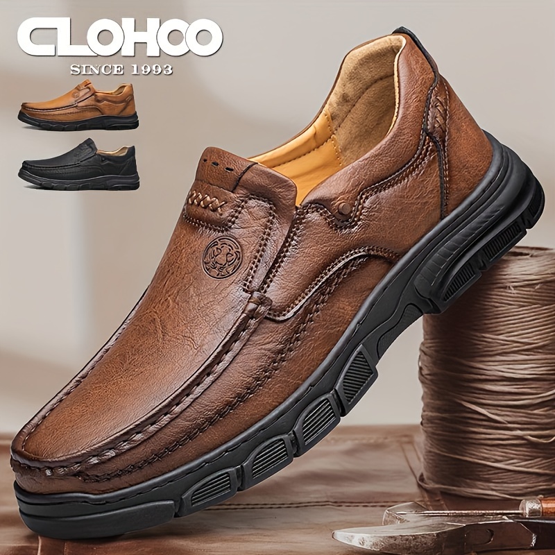 

CLOHOO Chaussures de loisirs pour hommes - Chaussures minimalistes pour toutes les avec upper et doublure en PU, semelle en caoutchouc, bout rond pour la randonnée, le et le port