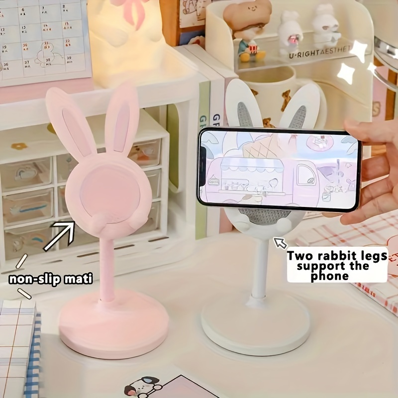 

Rabbit Phone Stand, Plastic Mat, Retractable For And Live