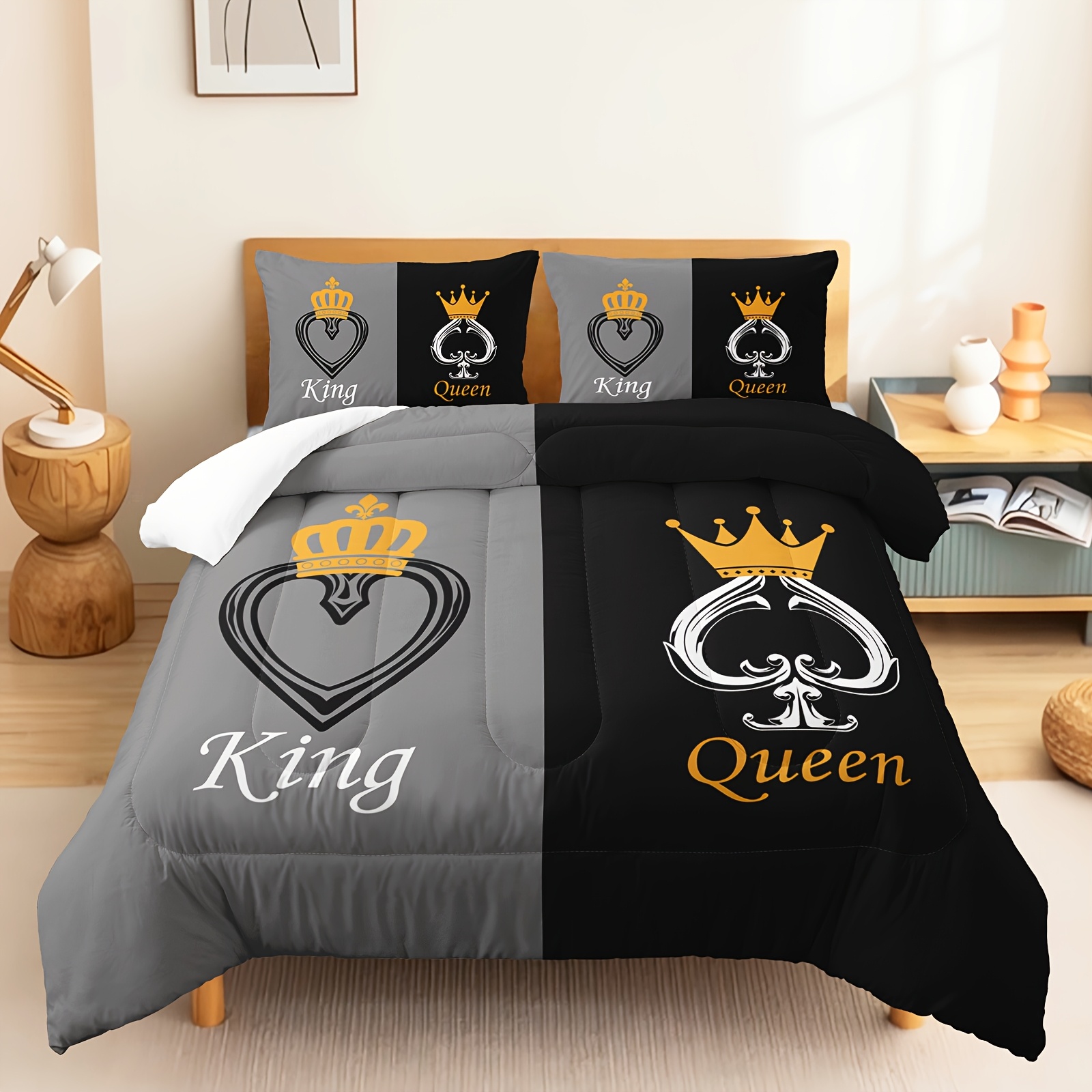 3pcs   comforter set queen size   comforter couple bedding for women husband wife mr mrs heart shape quilt with 2 pillowcases Product details 5