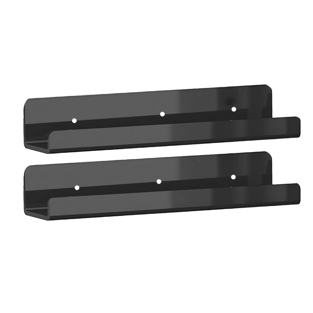 E-shop 2er-Set platzsparende Badezimmer Küchen Wandregale Schwarz Acryl Schwimmregal zur Aufbewahrung für Hände, Gewürze, Bücher, Rahmen, Zahnbürsten,
