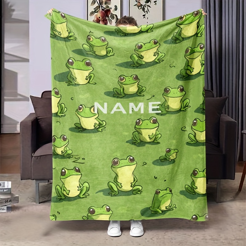 

Personalized Frog-themed Cozy Flannel Blanket - Soft, Warm & For All - Perfect Gift For Birthdays, Christmas & Valentine's Day