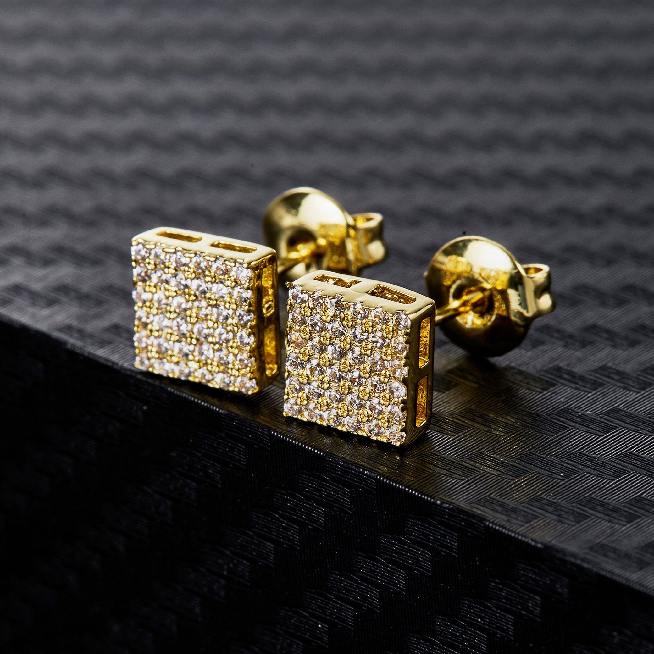 

Elegant 18k Gold-plated Square Zirconia Stud Earrings, Weddings & Engagements