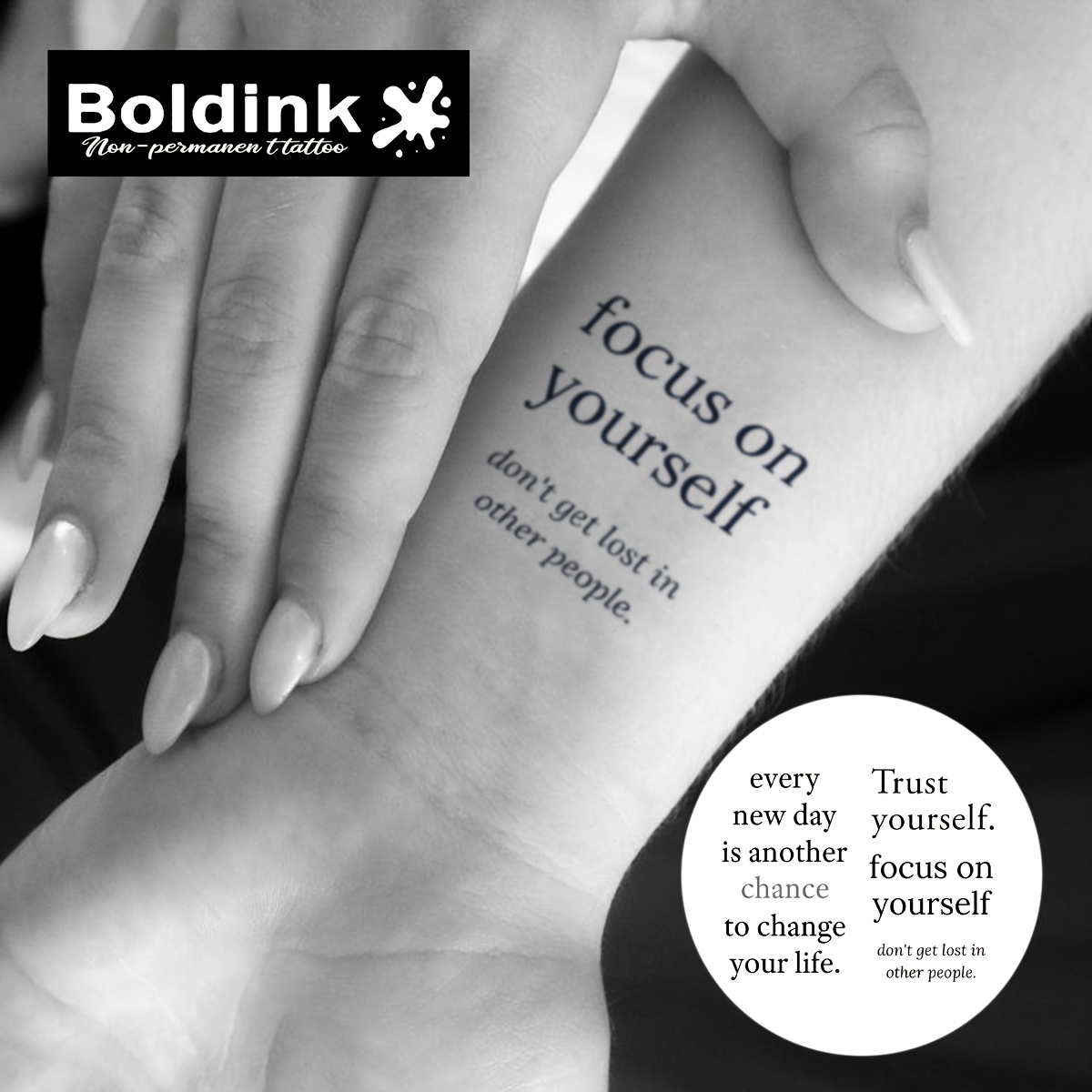 Image of Boldink A Non-permanent Tattoo Technique That Allows For Artistic In English. The Design Features Easy Yet Exquisite Tattoos That Are Matte And
