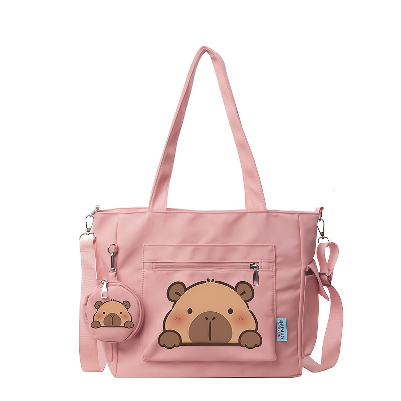 TEMU Capybara Women's Handbag, Large Capacity, Adjustable Shoulder Strap
